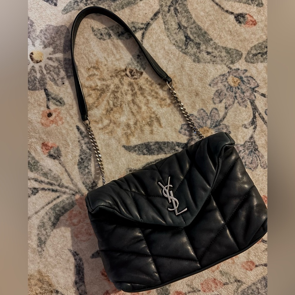 Saint Laurent Black Leather Zip Pouch